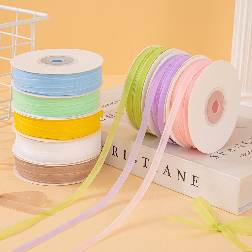 Ribbon Organza Roll - 25 yards/rol 6mm dubbelzijdig melkachtig doorschijnend