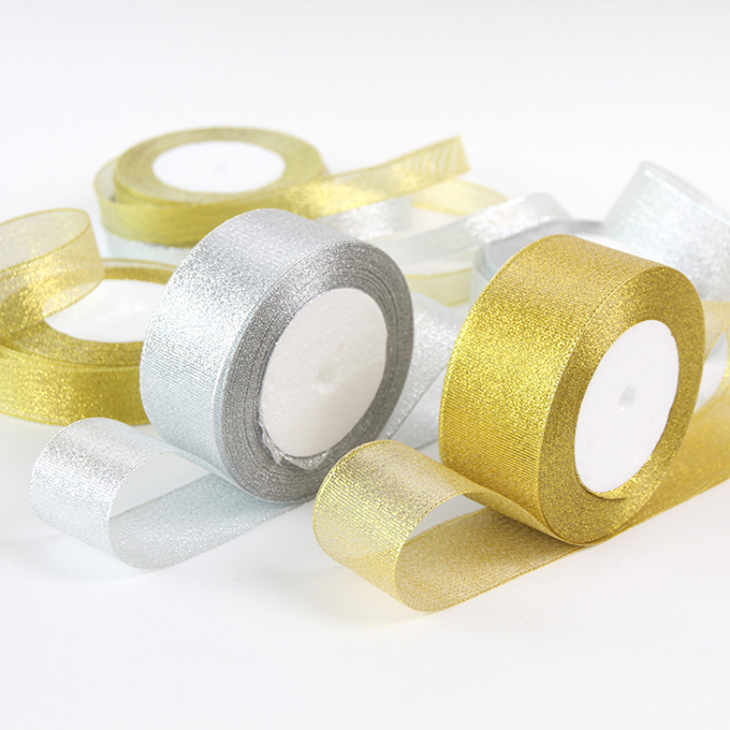 Ribbon Organza Roll - Goud/Zilver Organza Ui Lint 25 Yards/roll