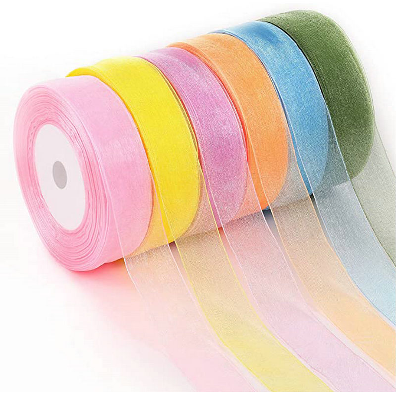 Ribbon Organza Roll - 50 Yards/Roll Organza Lint Groothandel Cadeaupapier